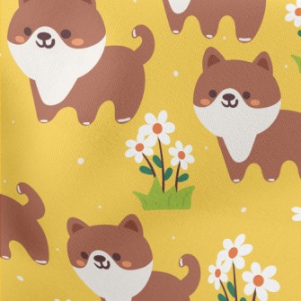 Puppy In The Garden Lightweight Cotton Poplin