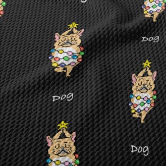 Pixel Christmas Puppy Birdseye Piqué
