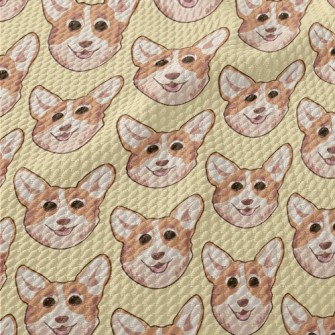 Cartoon Doodle Corgi Birdseye Piqué