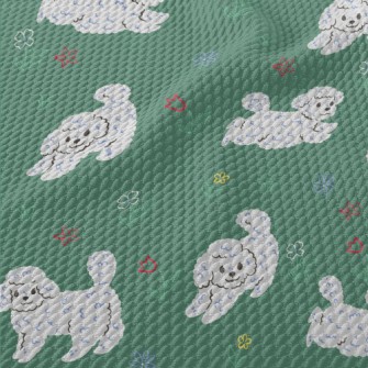White Puppy In The Garden Birdseye Piqué
