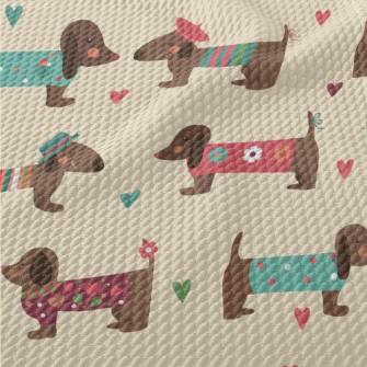 Dachshund Wearing Clothes Birdseye Piqué