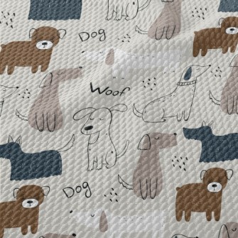 Hand Drawn Elegant Puppy Birdseye Piqué