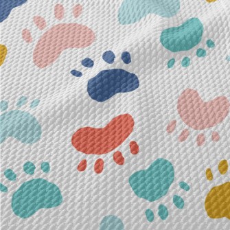 Colorful Animal Paw Prints Birdseye Piqué