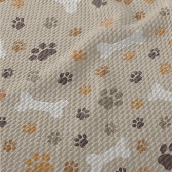 Dog Paw Prints And Dog Bones Birdseye Piqué