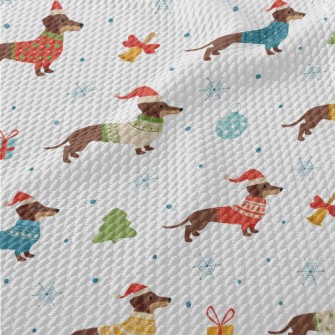 Christmas Dressed Dachshund Birdseye Piqué