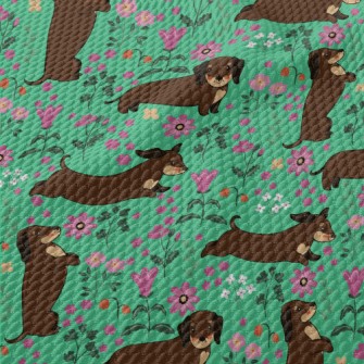 Dachshund In The Garden Birdseye Piqué