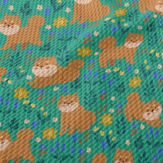Shiba Inu In The Garden Birdseye Piqué