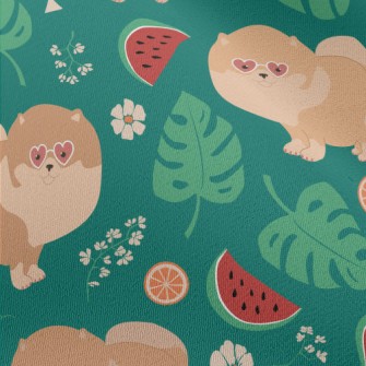 Cartoon Pomeranian Drinking Ju Chiffon