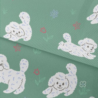 White Puppy In The Garden Waterproof Oxford