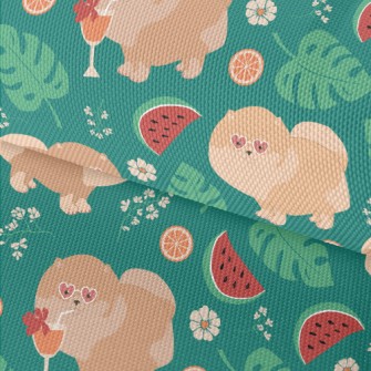 Cartoon Pomeranian Drinking Ju Waterproof Oxford