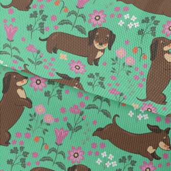 Dachshund In The Garden Waterproof Oxford