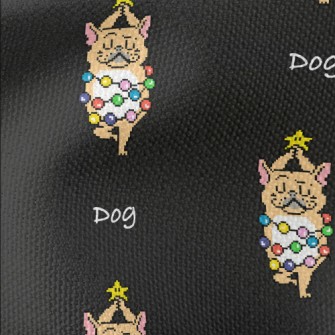 Pixel Christmas Puppy Waterproof Canvas
