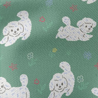 White Puppy In The Garden Waterproof Canvas