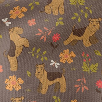 Terrier With Flowers Waterproof Canvas