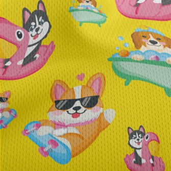 Cute Dog Playing Skateboard Athletic Mesh Flat Back
