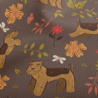 Terrier With Flowers Athletic Mesh Flat Back