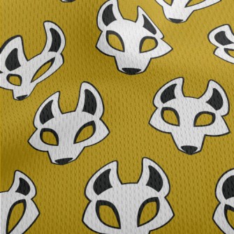 Japanese Wolf Mask Athletic Mesh Flat Back