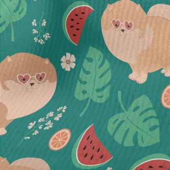 Cartoon Pomeranian Drinking Ju Terry