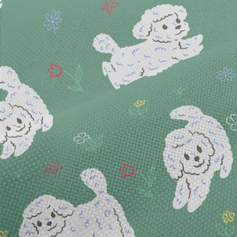 White Puppy In The Garden Performance Linen