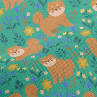 Shiba Inu In The Garden Performance Linen
