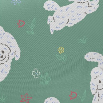 White Puppy In The Garden Twill