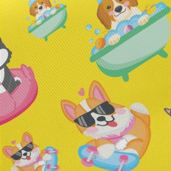 Cute Dog Playing Skateboard Twill