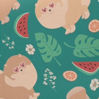 Cartoon Pomeranian Drinking Ju Twill