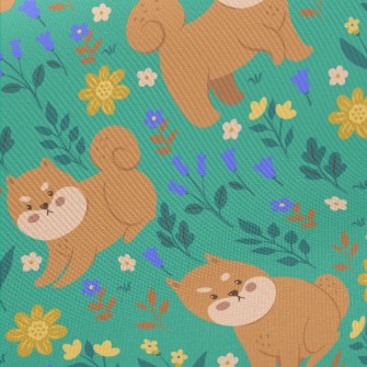 Shiba Inu In The Garden Twill