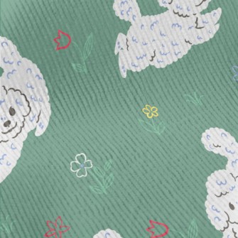 White Puppy In The Garden Standard Corduroy
