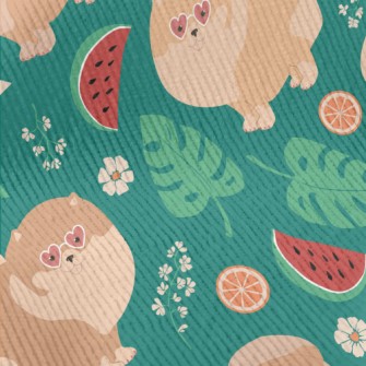Cartoon Pomeranian Drinking Ju Standard Corduroy