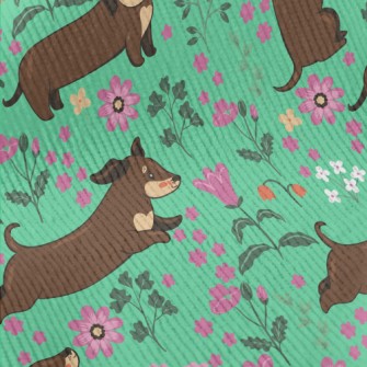 Dachshund In The Garden Standard Corduroy