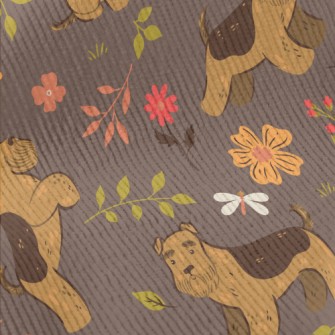 Terrier With Flowers Standard Corduroy