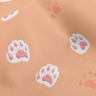 Hand Drawn Pink Cat Paw Micro Fleece