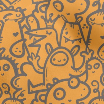 Cartoon Monster Doodle Micro Fleece
