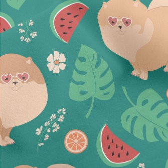 Cartoon Pomeranian Drinking Ju Micro Fleece