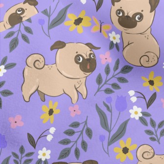 Pug In The Garden Micro Fleece