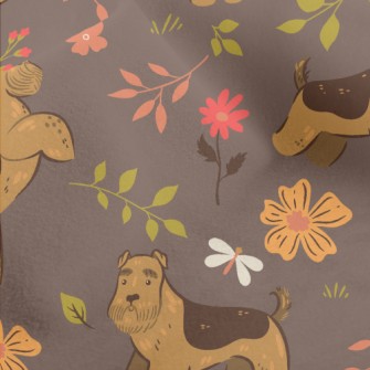 Terrier With Flowers Micro Fleece