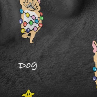 Pixel Christmas Puppy Minky