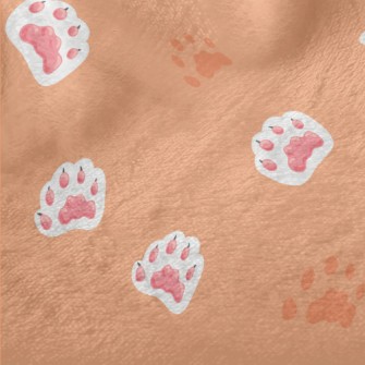 Hand Drawn Pink Cat Paw Minky