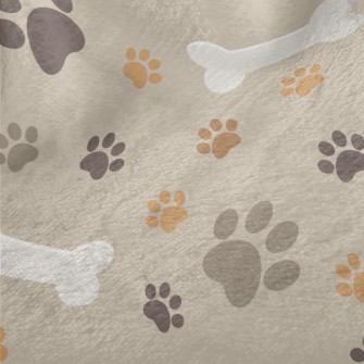 Dog Paw Prints And Dog Bones Minky