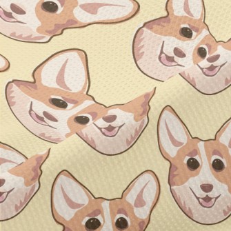 Cartoon Doodle Corgi Piqué