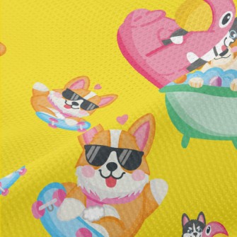 Cute Dog Playing Skateboard Piqué