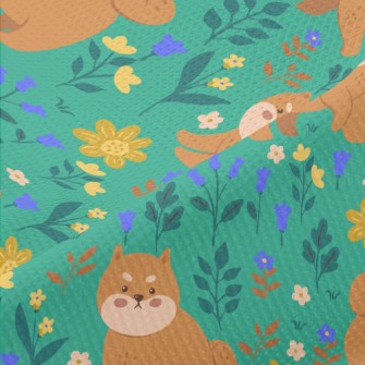 Shiba Inu In The Garden Piqué