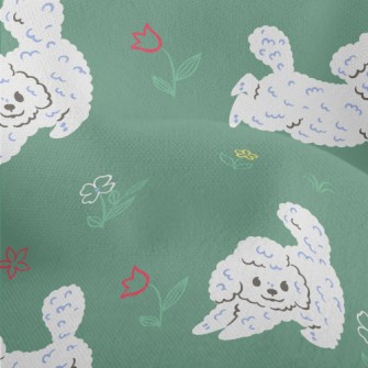 White Puppy In The Garden Lightweight Performance Linen