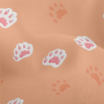 Hand Drawn Pink Cat Paw Lightweight Performance Linen
