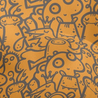 Cartoon Monster Doodle Lightweight Performance Linen