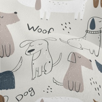 Hand Drawn Elegant Puppy Lightweight Performance Linen