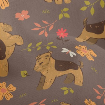 Terrier With Flowers Lightweight Performance Linen