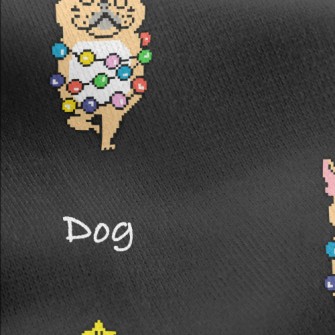 Pixel Christmas Puppy Jersey Backed Fleece
