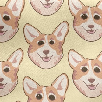 Cartoon Doodle Corgi Jersey Backed Fleece